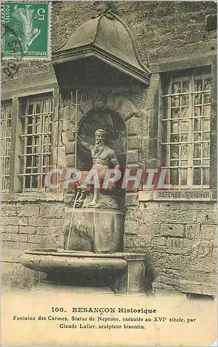 Cartes postales Besancon Historique Fontaine des Carmes Statue de Neptune