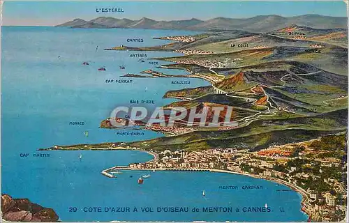 Cartes postales Cote d'Azur a vol d'Oiseau de Menton a Cannes