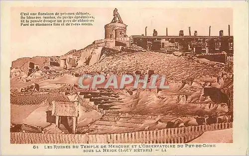 Ansichtskarte AK Les Ruines du Temple de Mercure et l'Observatoire du Puy-De-Dome sous la Neige