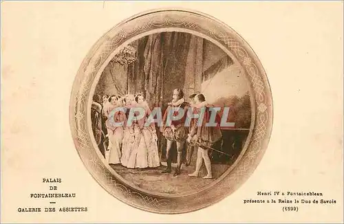 Ansichtskarte AK Palais de Fontainebleau Henri IV a Fontainebleau presente a la Reine le Duc de Savoie Galerie de