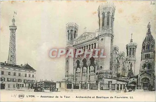 Ansichtskarte AK Lyon Ascenseur de la Tour Archeveche et Basilique de Fourviere