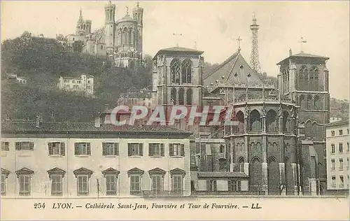 Cartes postales Lyon Cathedrale Saint-Jean Fourviere et Tour de Fourviere