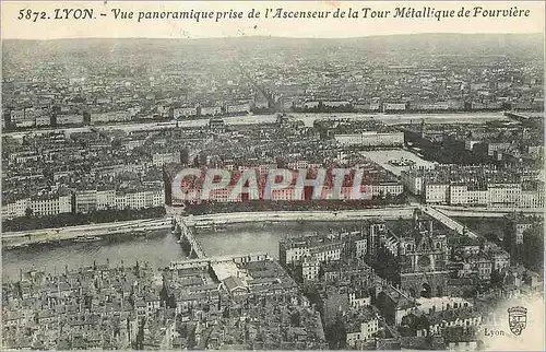 Cartes postales Lyon Vue panoramique prise de l'Ascenseur de la Tour Metallique de Fourviere