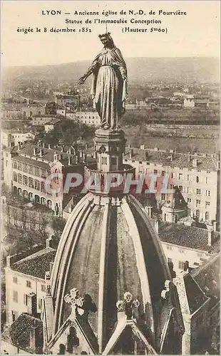 Cartes postales Lyon Ancienne eglise de N D de Fourviere Statue de l'immaculee Conception