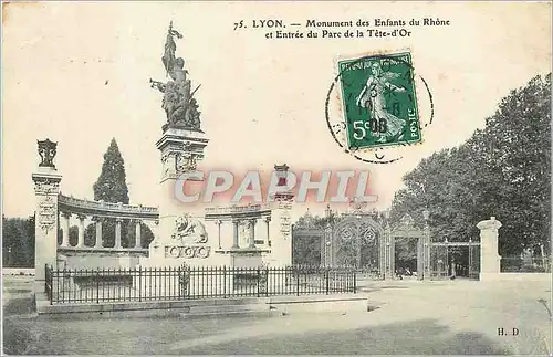 Cartes postales Lyon Monument des Enfants du Rhone et Entree du Parc de la Tete d'Or