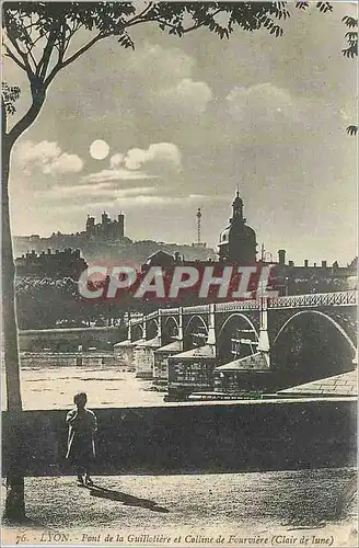 Ansichtskarte AK Lyon Pont de la Guilloliere et Colline de Fourviere (Claire de lune)