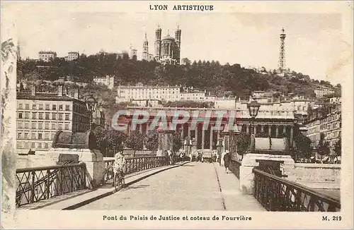 Cartes postales Lyon Pont et Palais de Justice et coteau de Fourviere