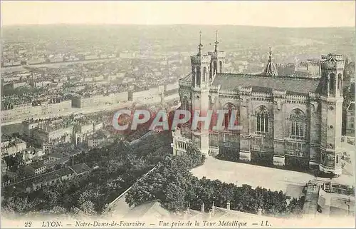 Cartes postales Lyon Notre-Dame de Fourviere Vue prise de la Tour Metallique