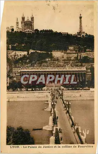 Cartes postales Lyon Le Palais de Justice et la colline de Fourviere