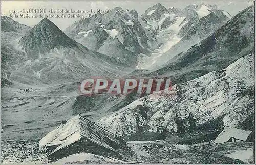 Ansichtskarte AK Dauphine Le Col du Lautaret Le massif de la Meije vue de la route du Galibier