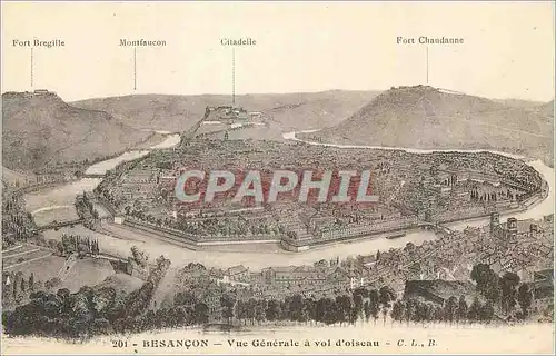 Cartes postales Besancon Vue generale a vol d'oiseau