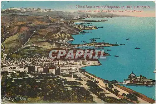 Cartes postales Nice Menton Cote d'Azur a vol d'Aeroplane