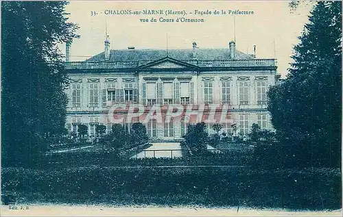 Cartes postales Chalons sur Marne (Marne) Facade de la Prefecture vue du Cours d'Ornesson