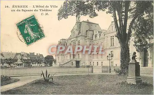 Ansichtskarte AK Evreux L'Hotel de Ville vu du Square du Theatre