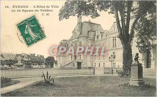 Cartes postales Evreux L'Hotel de Ville vu du Square du Theatre