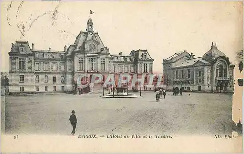 Ansichtskarte AK Evreux L'Hotel de Ville et le Theatre