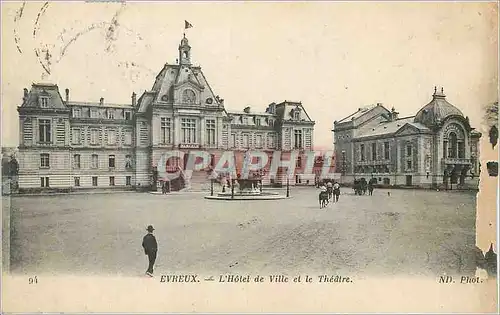 Cartes postales Evreux L'Hotel de Ville et le Theatre