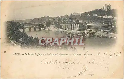 Ansichtskarte AK Lyon Le Palais de Justice et le Coteau de Fourviere (carte 1900)