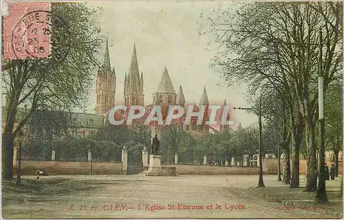 Cartes postales Caen L Eglise St Etienne et le Lycee