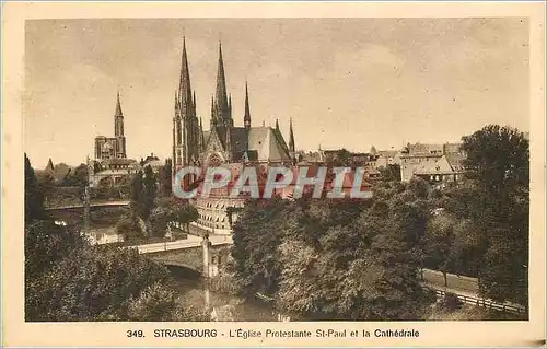 Ansichtskarte AK Strasbourg L Eglise Protestante St Paul et le Cathedrale