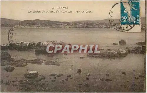 Cartes postales Cannes Les Rochers de la Pointe de la Croisette Vue sur Cannes