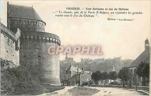 Ansichtskarte AK Fougeres Tour Surienne et rue du Chateau