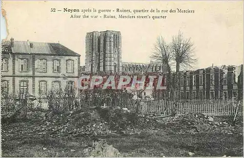 Cartes postales Noyon apres la Guerre Ruines quartier de la rue des Merciers Militaria