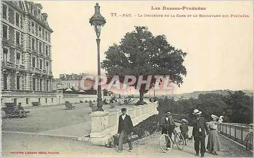 Cartes postales Pau La Descente de la Gare et le Boulevard des pyrenees Velo Cycle