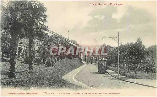 Ansichtskarte AK Pau Avenue Leon Say et Boulevard des Pyrenees Tramway