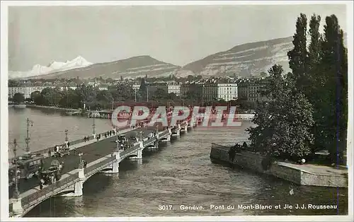 Moderne Karte Geneve Pont du Mont Blanc et Ile JJ Rousseau