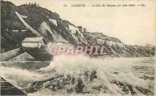 Cartes postales Biarritz La Cote des Basques par gros temps