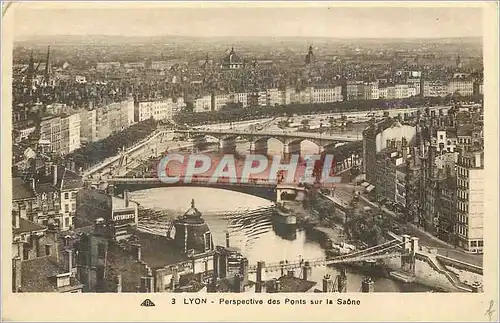 Cartes postales Lyon Perspective des ponts sur la Saone