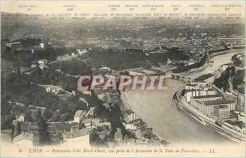 Cartes postales Lyon Panorama Cote Nord Ouest vue prise de l Ascenseur de la Tour de Fourviere