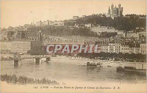 Cartes postales Lyon Pont du Palais de Justice et Coteau de Fourviere