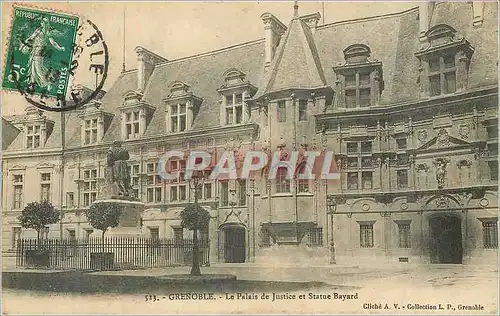Cartes postales Grenoble Le Palais de Justice et Statue Bayard