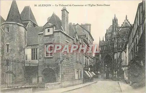Ansichtskarte AK Alencon Le Tribunal de Commerce et l Eglise Notre Dame