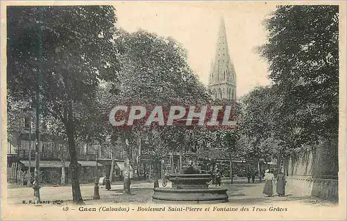 Cartes postales Caen Calvados Boulevard Saint Pierre et Fontaine des Trois Graces