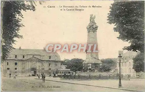 Cartes postales Caen Le Monument des Enfants du Calvados et la Caserne Hamelin Tramway