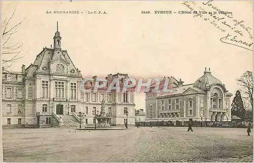 Ansichtskarte AK Evreux L Hotel de Ville et le Theatre