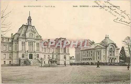 Cartes postales Evreux L Hotel de Ville et le Theatre