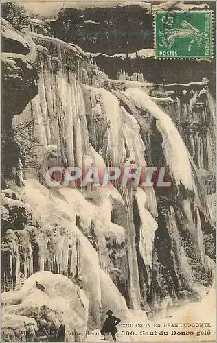 Cartes postales Excursion en Franche Comte Saut du Doubs gele