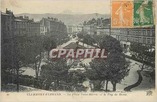 Cartes postales Clermont Ferrand La Place Saint Herem et le Puy de Dome