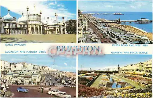 Moderne Karte Brighton Royal Pavilion Kings Road and West Pier Aquarium and Madeira Drive Gardens and Peace St