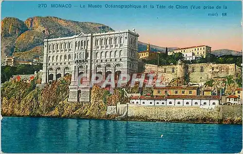 Cartes postales Monaco Le Musee Oceanographique et la Tete de Chien Vue prise de la mer