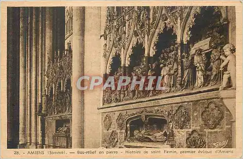 Ansichtskarte AK Amiens Somme Bas relief en pierre Histoire de saint Firmin premier eveque d Amiens
