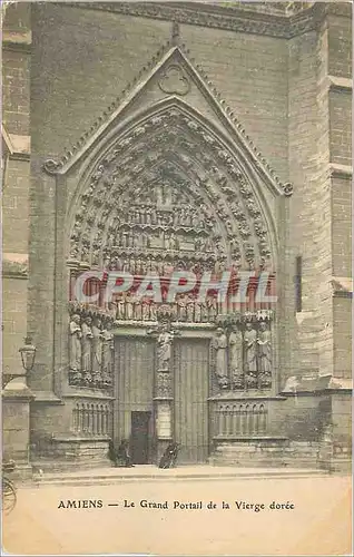 Cartes postales Amiens Le Grand Portail de la Vierge doree