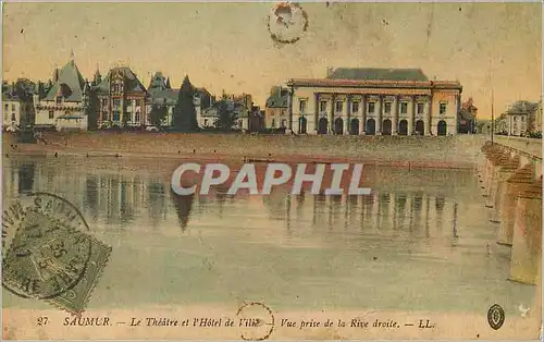 Cartes postales Saumur Le Theatre et l Hotel de Ville Vue prise de la Rive droite