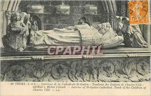 Ansichtskarte AK Tours I et L Interieur de la Cathedrale St Gatien Tombeau des enfants de Charles VIII attribute
