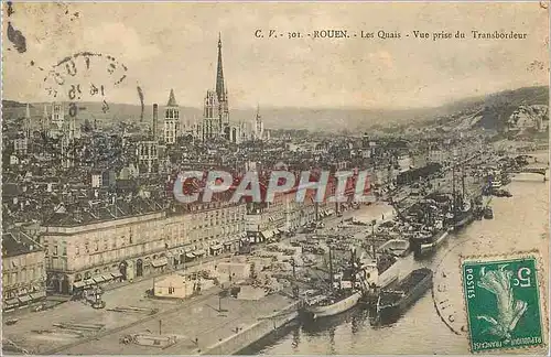 Ansichtskarte AK Rouen Les Quais Vue prise du Transbordeur Bateaux