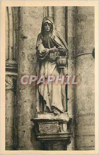 Ansichtskarte AK Troyes Aube Eglise Ste Madeleine Statue de Sainte Marthe em pierre polychromee